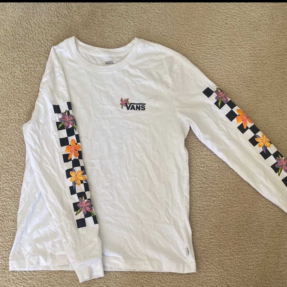 Vans floral checkerboard long sleeve tee